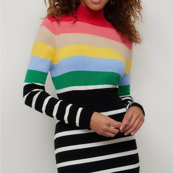 Multicolor striped mock turtleneck sweater - Picture 1 of 2